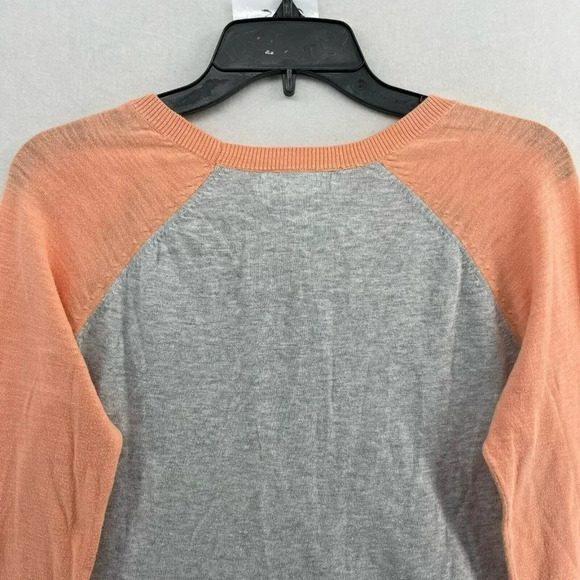 Banana Republic Top Women's Large Gray Orange Colorblock Crew Neck 3/4 Sleeves - Picture 9 of 11